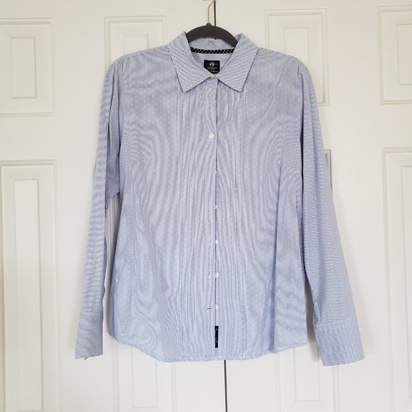 Tommy Hilfiger pleated button up blouse - chambray seersucker - Size L - Picture 10 of 16